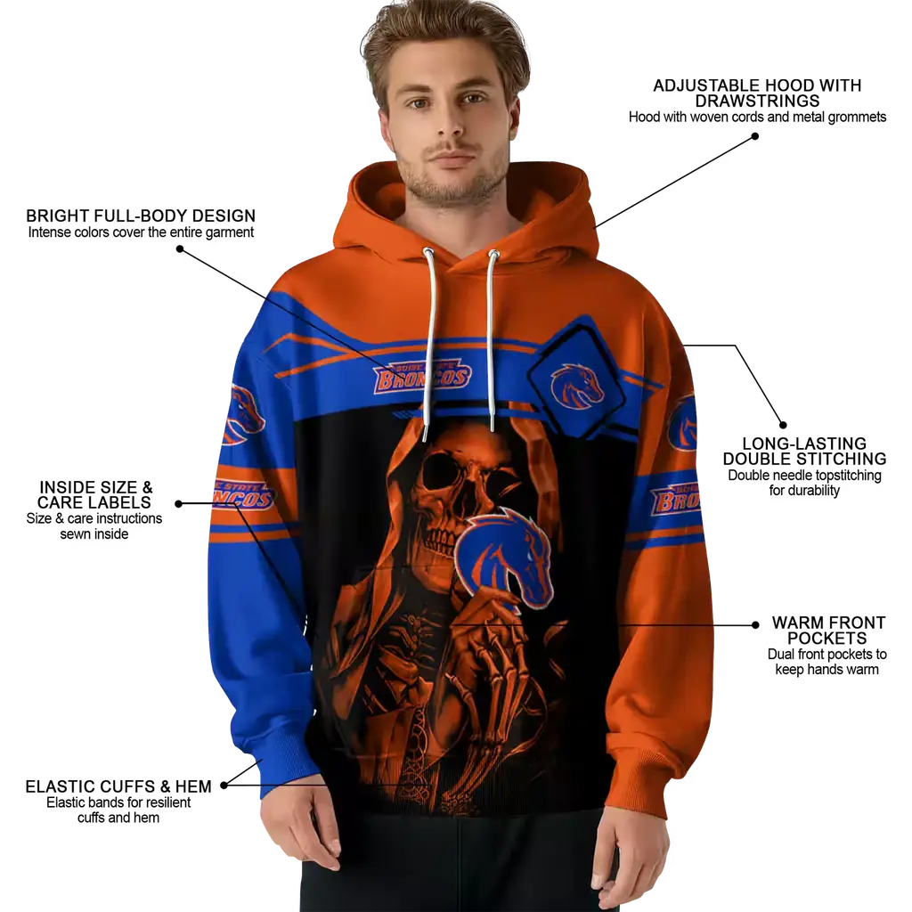 customized boise state broncos grim reaper orange black hoodie latest model customized boise state broncos grim reaper orange black hoodie latest model