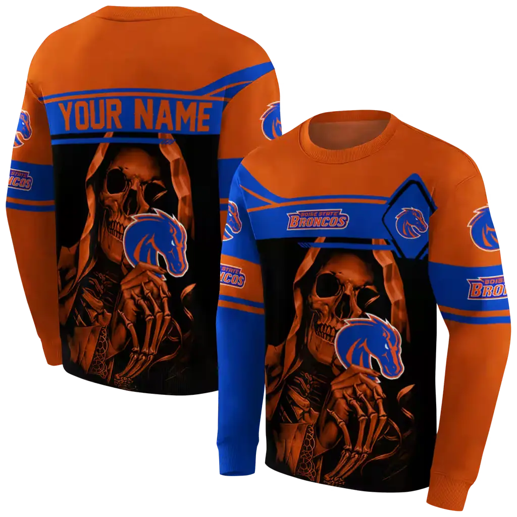 customized boise state broncos grim reaper orange black hoodie premium grade customized boise state broncos grim reaper orange black hoodie premium grade