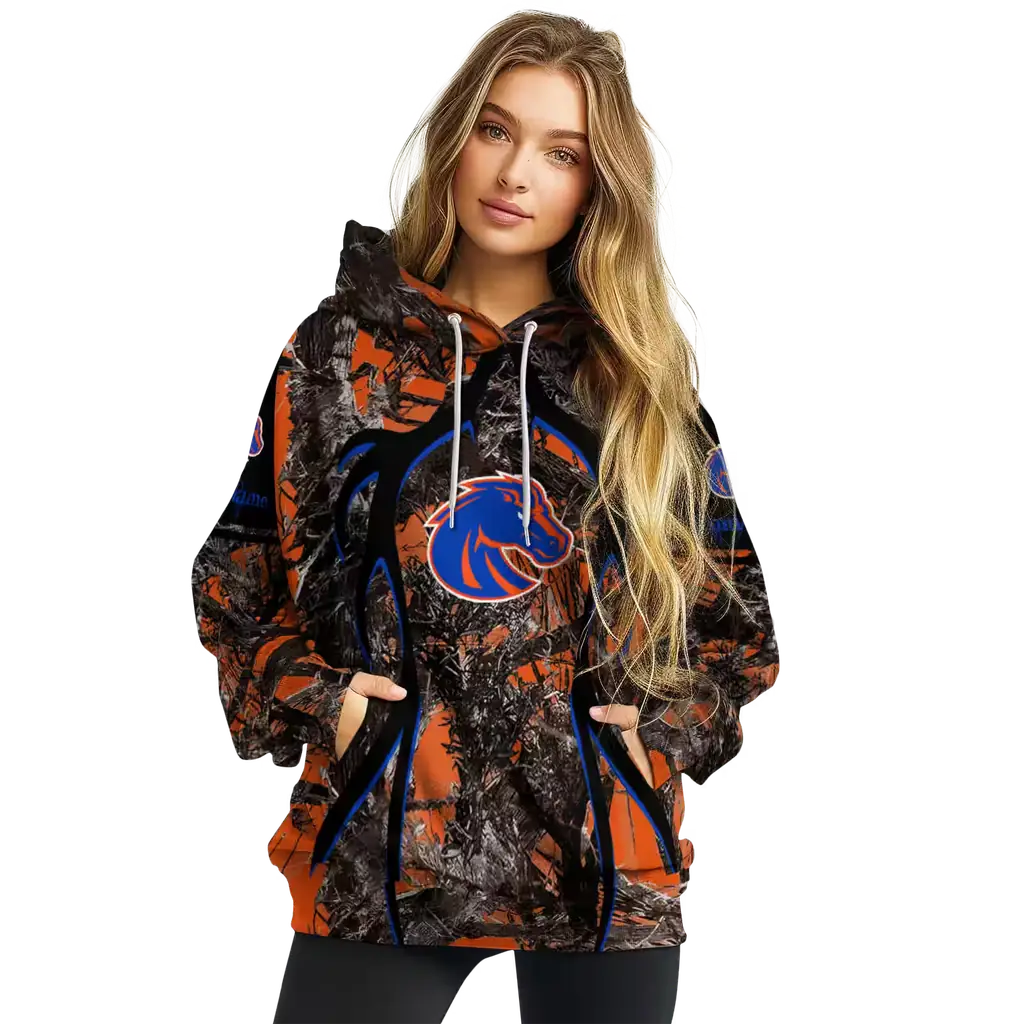 customized boise state broncos hunting theme orange black hoodie high quality customized boise state broncos hunting theme orange black hoodie high quality