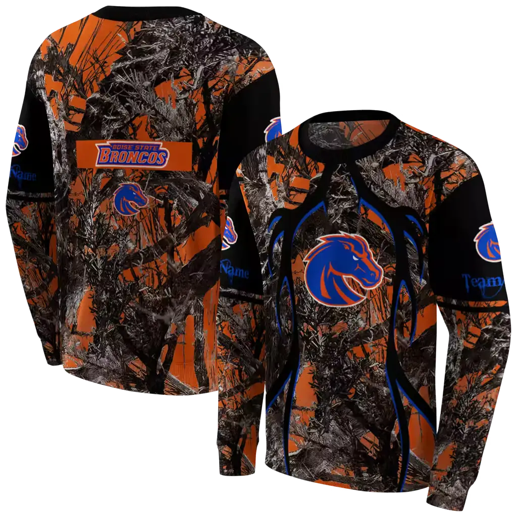 customized boise state broncos hunting theme orange black hoodie premium grade customized boise state broncos hunting theme orange black hoodie premium grade