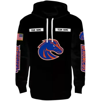 customized boise state broncos punisher skull black hoodie best selling