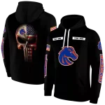 customized boise state broncos punisher skull black hoodie best selling
