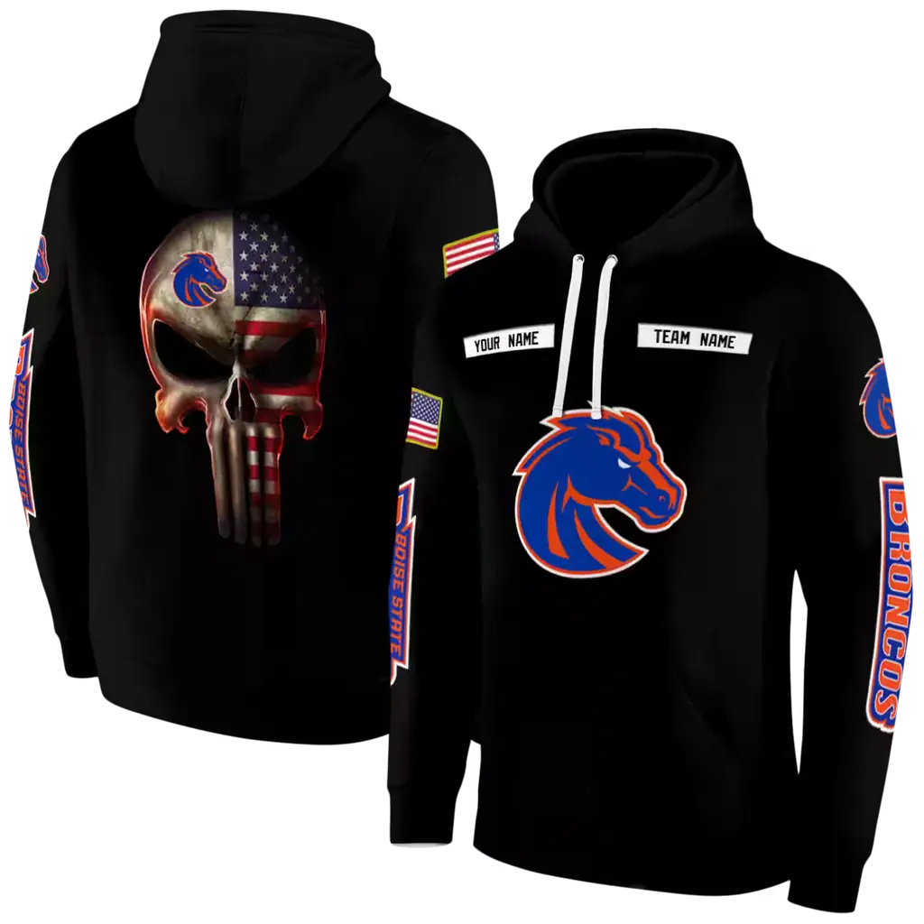 customized boise state broncos punisher skull black hoodie fashion forward customized boise state broncos punisher skull black hoodie fashion forward
