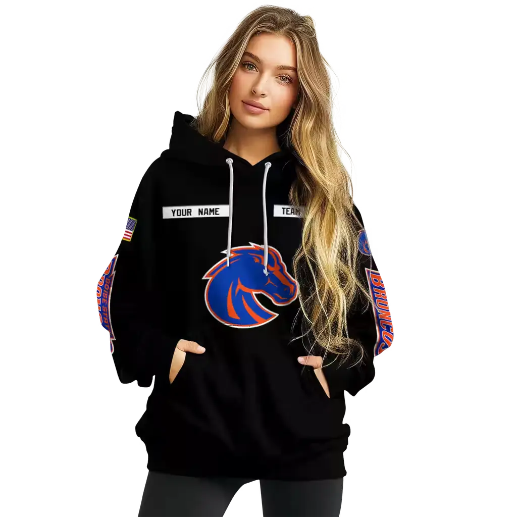 customized boise state broncos punisher skull black hoodie high quality customized boise state broncos punisher skull black hoodie high quality