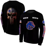 customized boise state broncos punisher skull black hoodie best selling