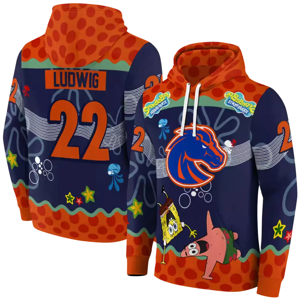 customized boise state broncos spongebob patrick star orange navy hoodie fashion forward customized boise state broncos spongebob patrick star orange navy hoodie fashion forward