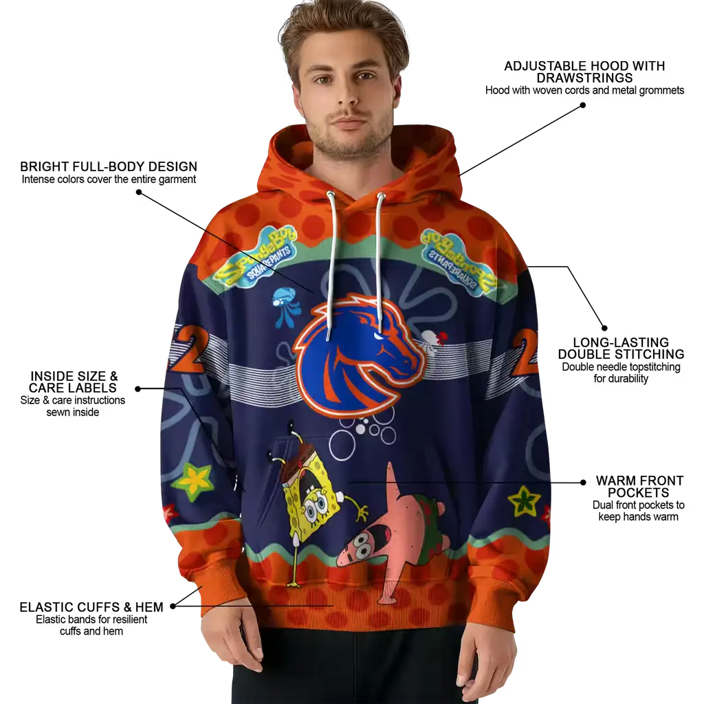 customized boise state broncos spongebob patrick star orange navy hoodie latest model customized boise state broncos spongebob patrick star orange navy hoodie latest model