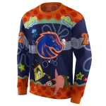 customized boise state broncos spongebob patrick star orange navy hoodie best selling