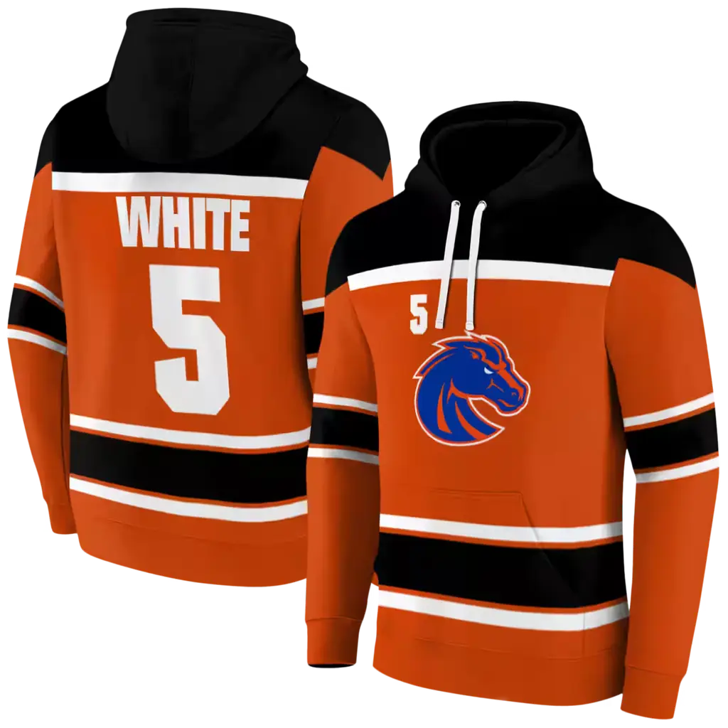 customized boise state broncos striped pattern orange hoodie fashion forward customized boise state broncos striped pattern orange hoodie fashion forward