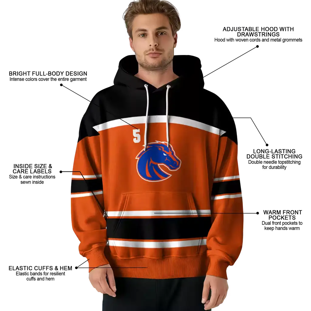 customized boise state broncos striped pattern orange hoodie latest model customized boise state broncos striped pattern orange hoodie latest model