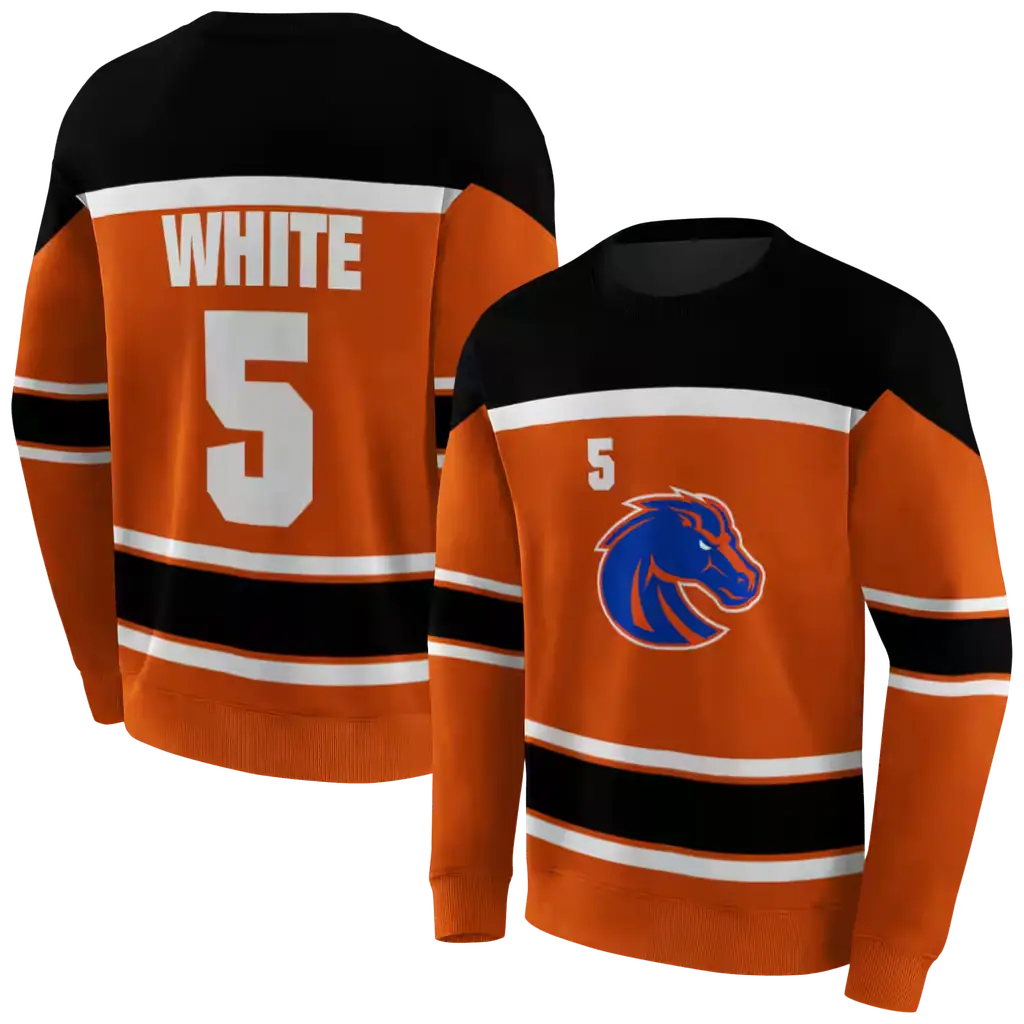 customized boise state broncos striped pattern orange hoodie premium grade customized boise state broncos striped pattern orange hoodie premium grade