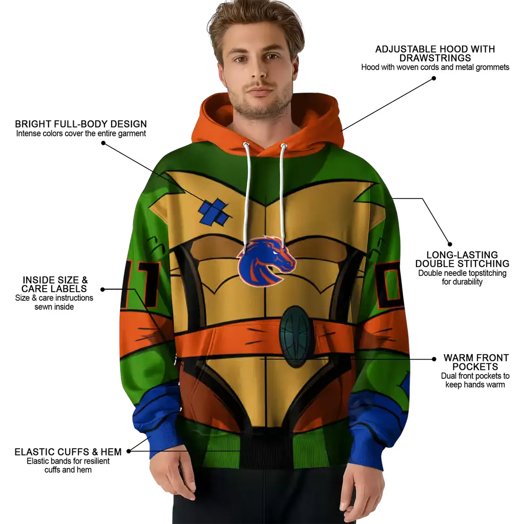 customized boise state broncos superhero armor orange green hoodie latest model customized boise state broncos superhero armor orange green hoodie latest model