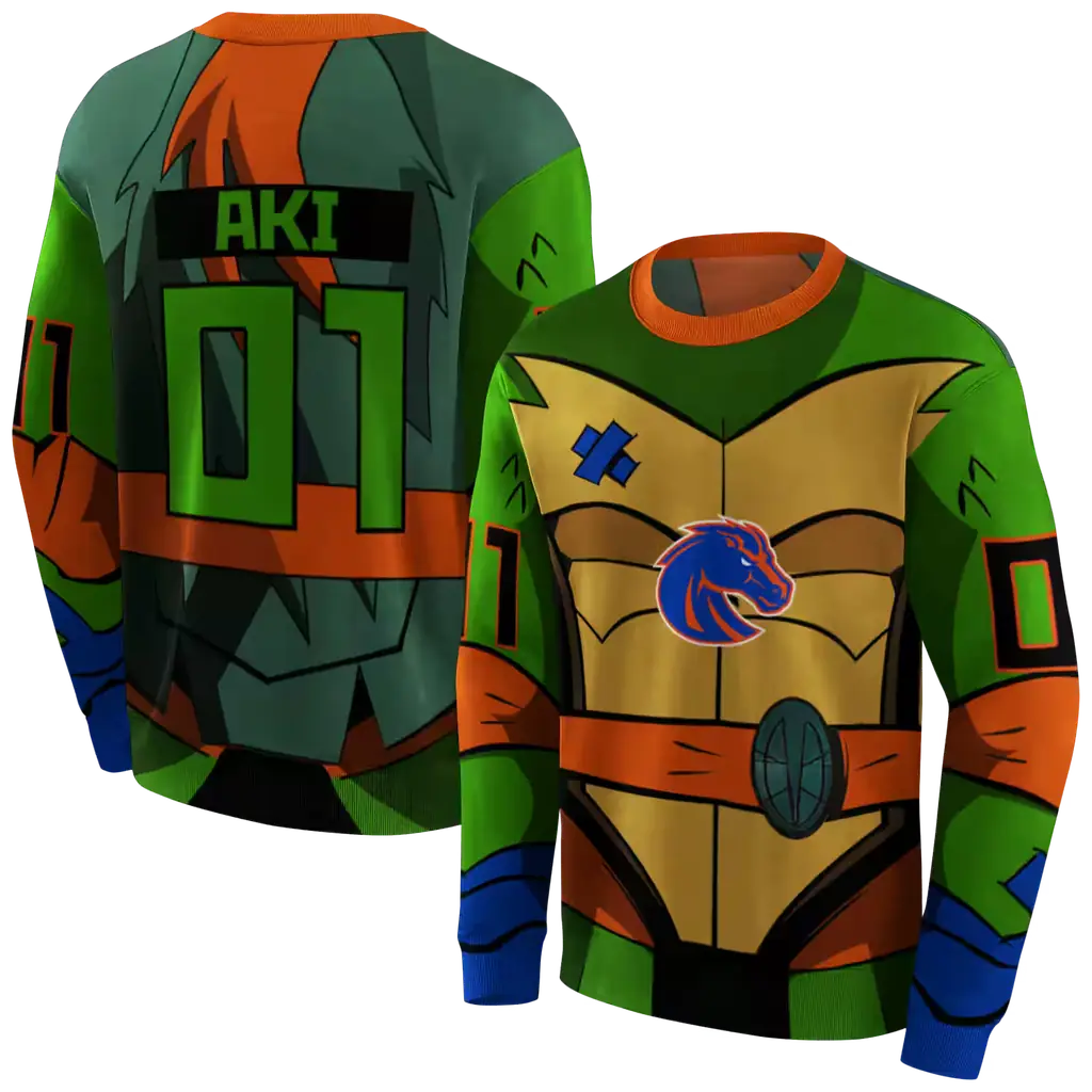 customized boise state broncos superhero armor orange green hoodie premium grade customized boise state broncos superhero armor orange green hoodie premium grade