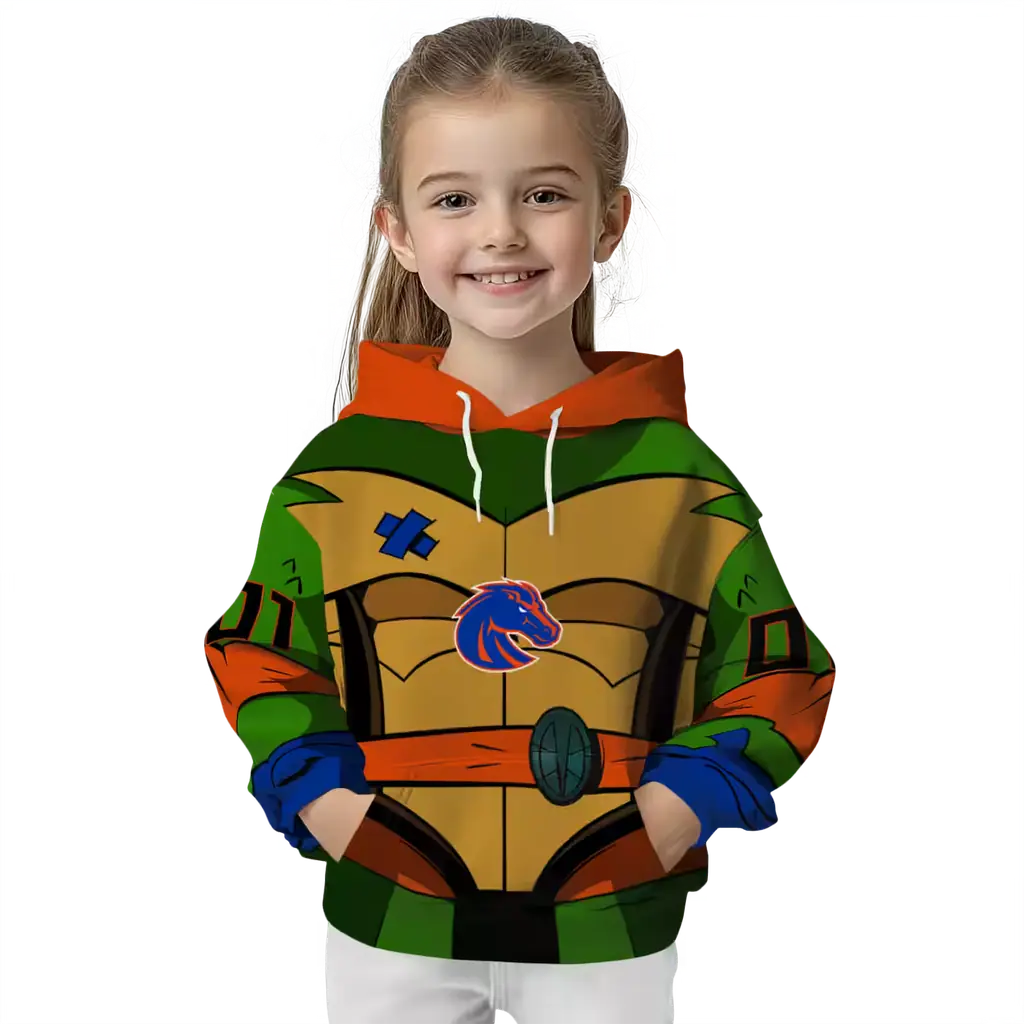 customized boise state broncos superhero armor orange green hoodie top rated customized boise state broncos superhero armor orange green hoodie top rated