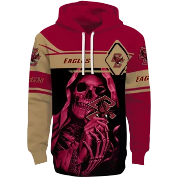 customized boston college eagles grim reaper maroon black hoodie best selling