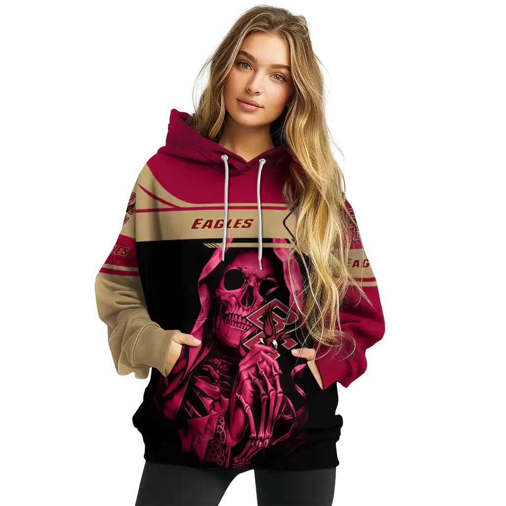 customized boston college eagles grim reaper maroon black hoodie high quality customized boston college eagles grim reaper maroon black hoodie high quality