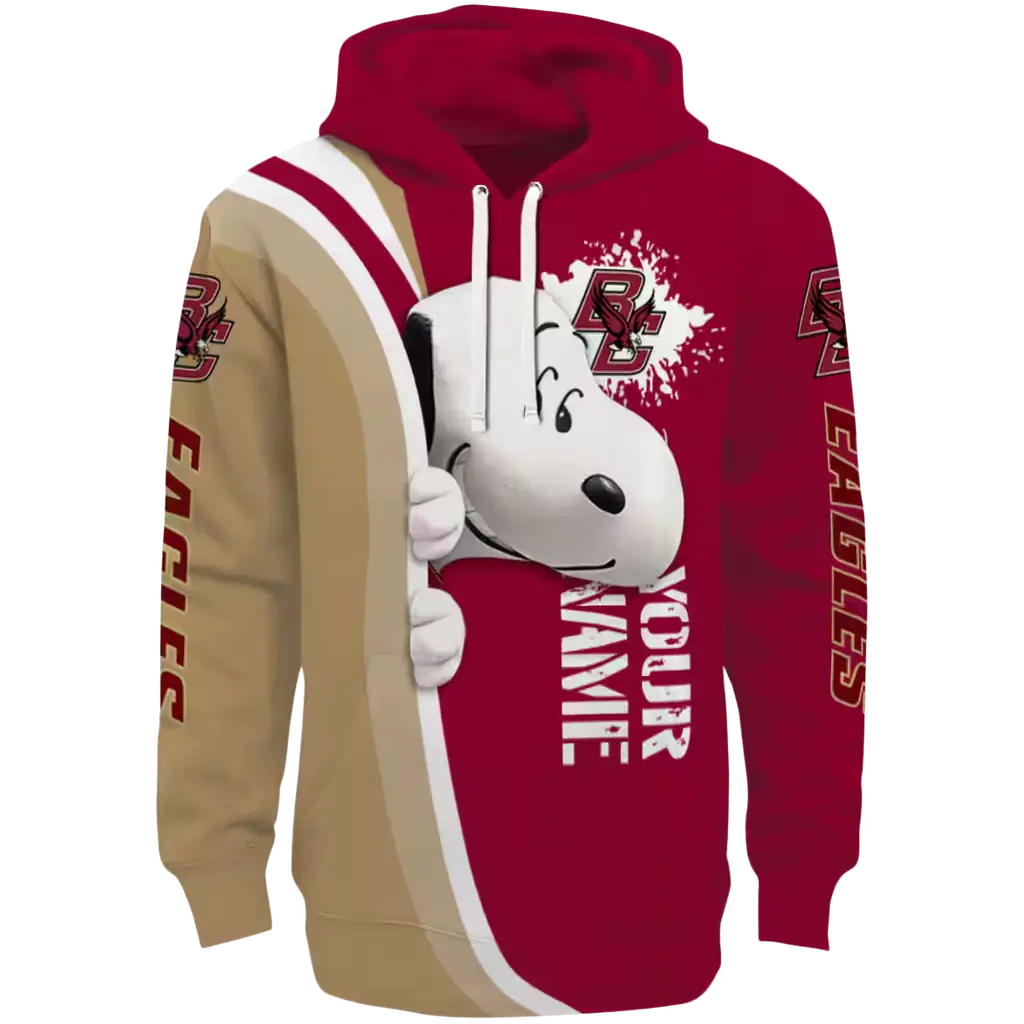customized boston college eagles peeking snoopy maroon hoodie best selling customized boston college eagles peeking snoopy maroon hoodie best selling