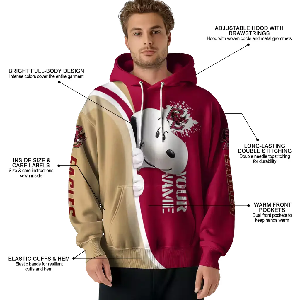 customized boston college eagles peeking snoopy maroon hoodie latest model customized boston college eagles peeking snoopy maroon hoodie latest model