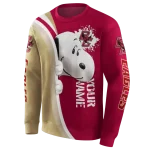 customized boston college eagles peeking snoopy maroon hoodie best selling
