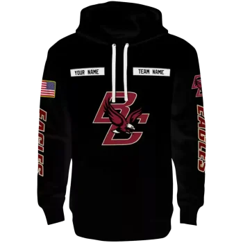 customized boston college eagles punisher skull black hoodie best selling