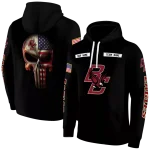 customized boston college eagles punisher skull black hoodie best selling