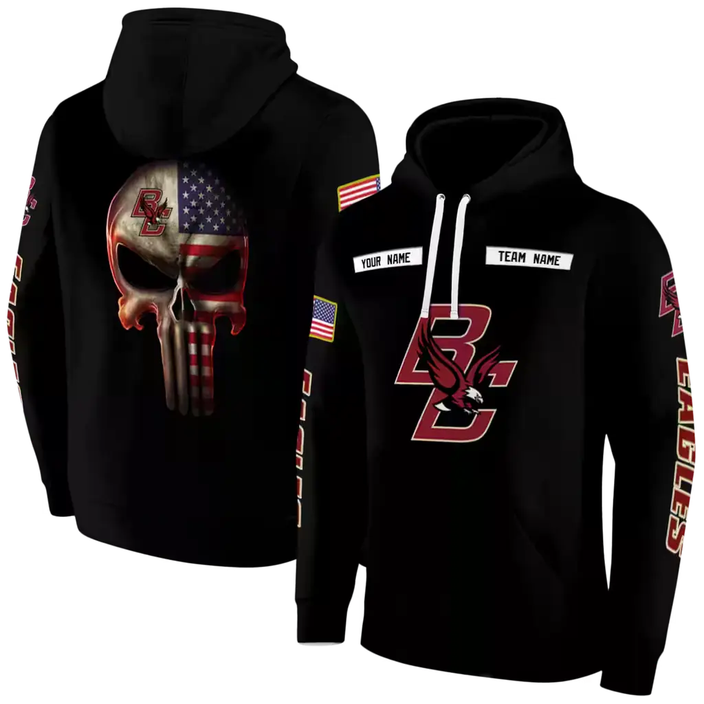 customized boston college eagles punisher skull black hoodie fashion forward customized boston college eagles punisher skull black hoodie fashion forward