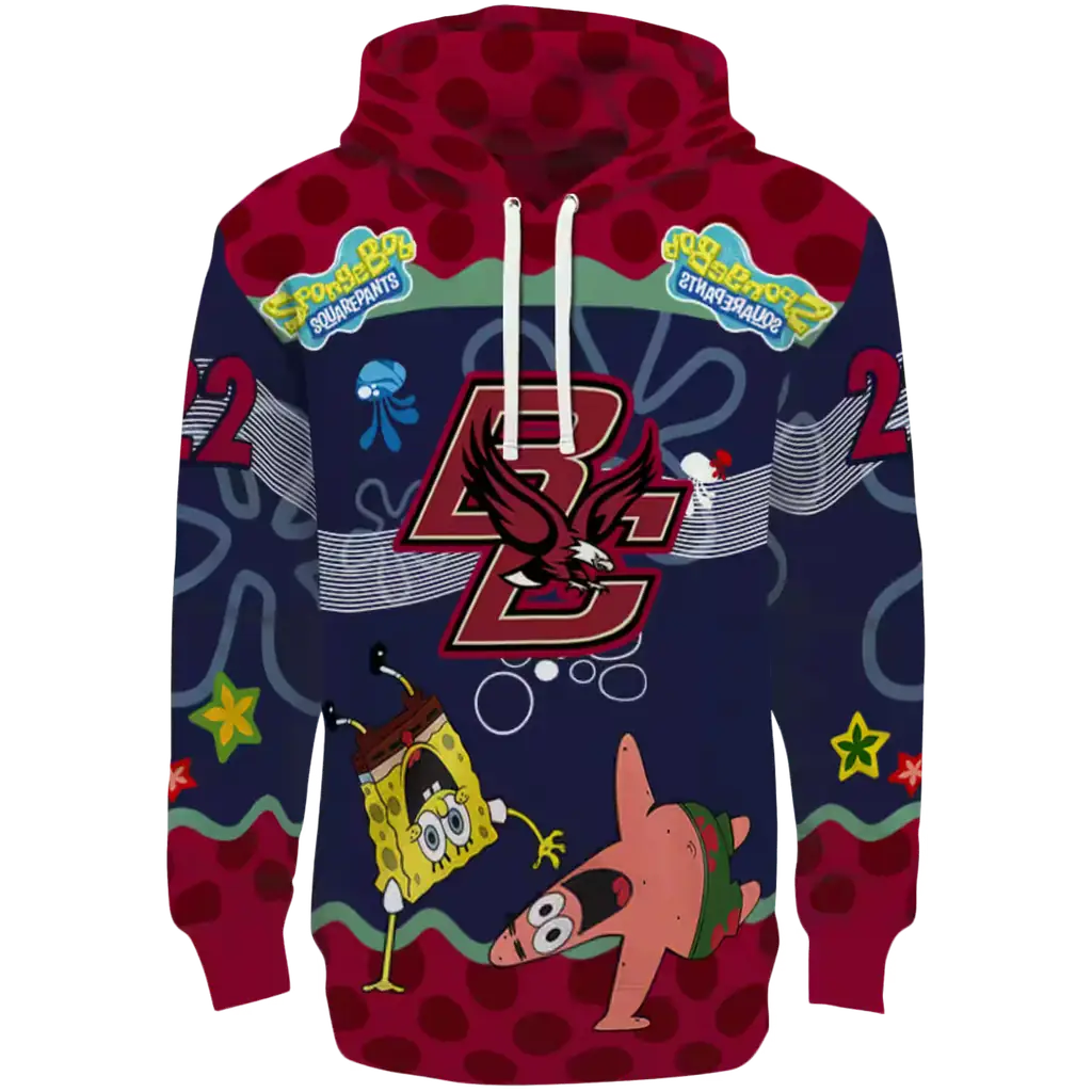 customized boston college eagles spongebob patrick star maroon navy hoodie best selling customized boston college eagles spongebob patrick star maroon navy hoodie best selling