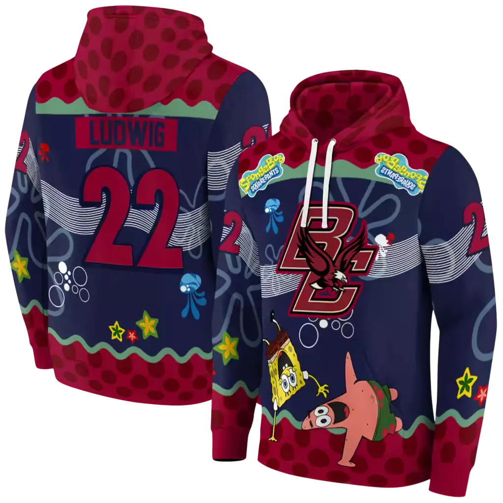 customized boston college eagles spongebob patrick star maroon navy hoodie fashion forward customized boston college eagles spongebob patrick star maroon navy hoodie fashion forward