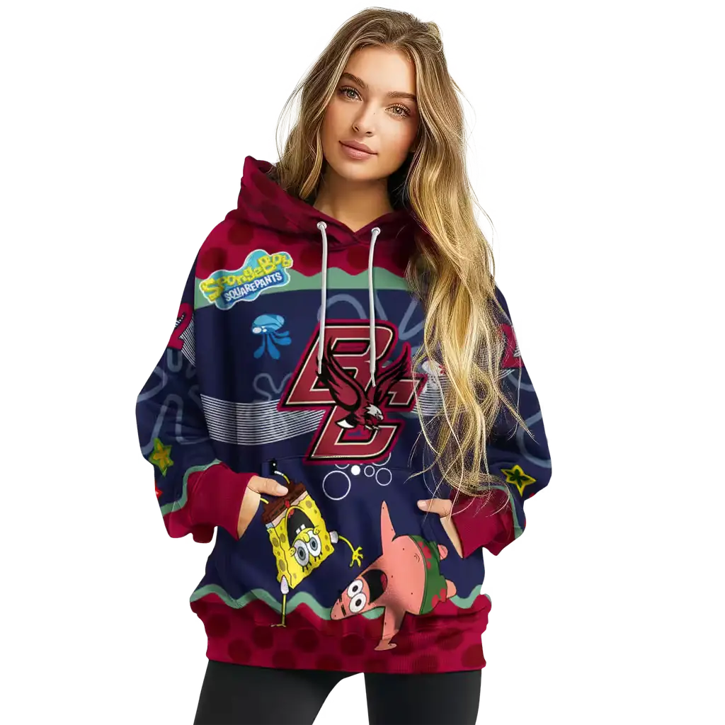 customized boston college eagles spongebob patrick star maroon navy hoodie high quality customized boston college eagles spongebob patrick star maroon navy hoodie high quality