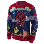 customized boston college eagles spongebob patrick star maroon navy hoodie best selling