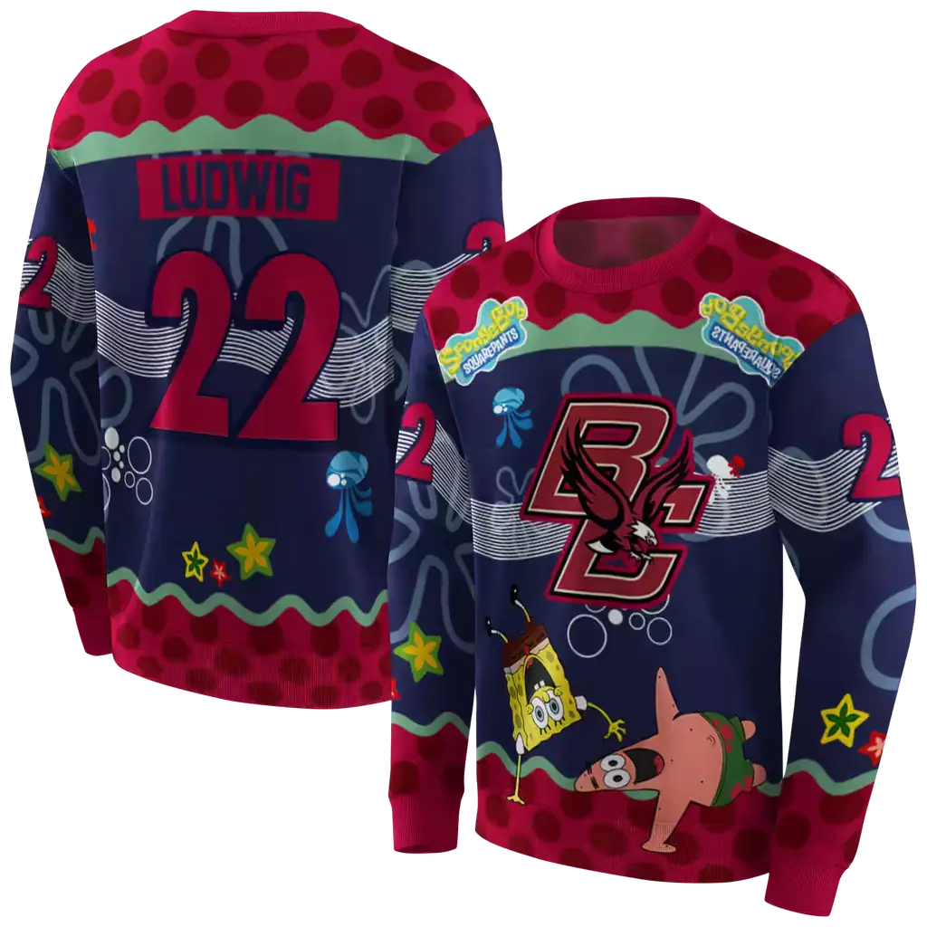 customized boston college eagles spongebob patrick star maroon navy hoodie premium grade customized boston college eagles spongebob patrick star maroon navy hoodie premium grade