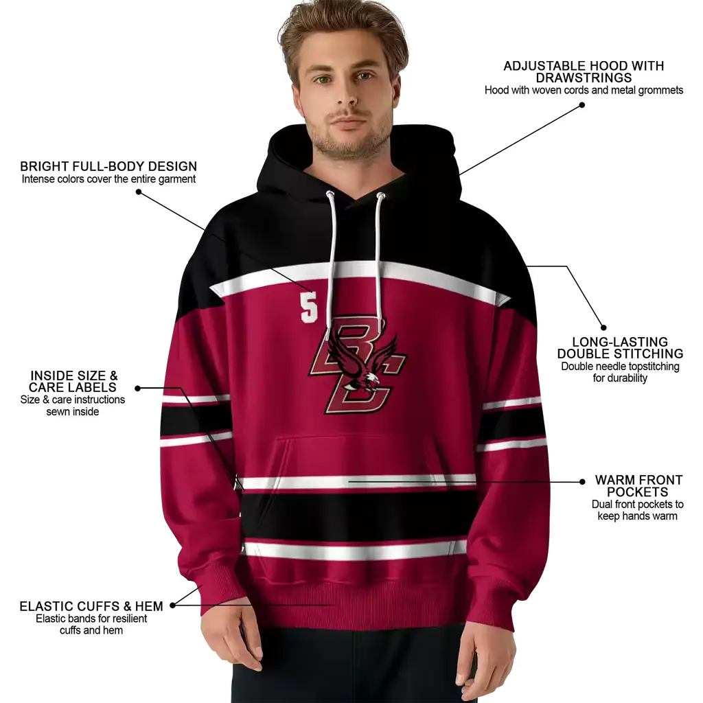 customized boston college eagles striped pattern maroon hoodie latest model customized boston college eagles striped pattern maroon hoodie latest model