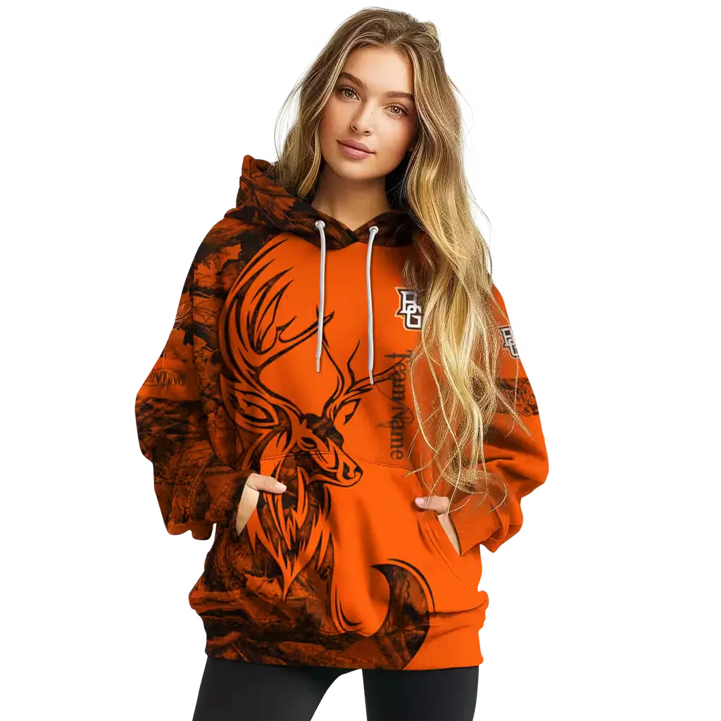 customized bowling green falcons deer silhouette orange hoodie high quality customized bowling green falcons deer silhouette orange hoodie high quality