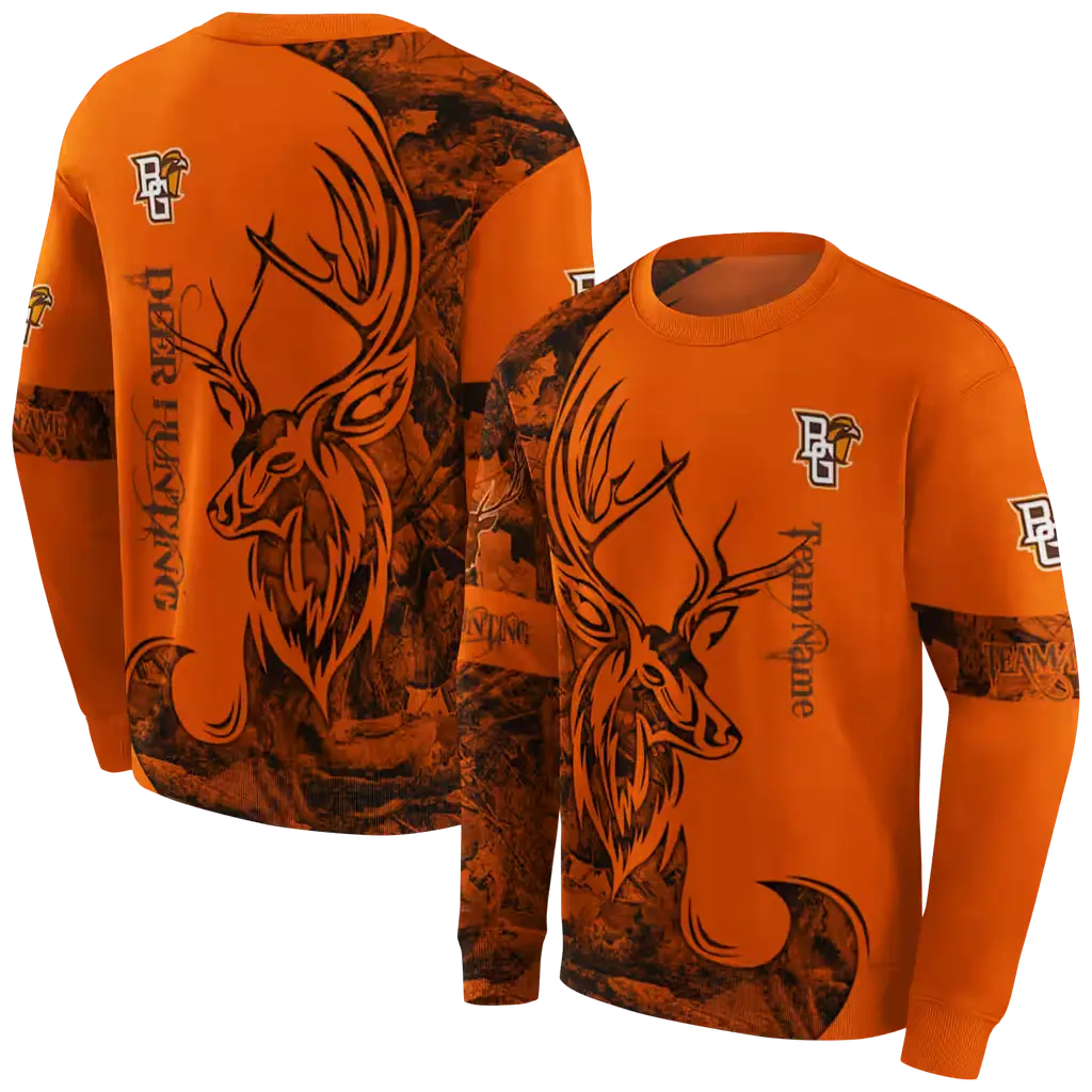 customized bowling green falcons deer silhouette orange hoodie premium grade customized bowling green falcons deer silhouette orange hoodie premium grade