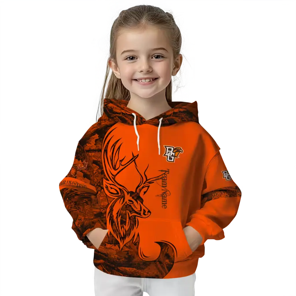 customized bowling green falcons deer silhouette orange hoodie top rated customized bowling green falcons deer silhouette orange hoodie top rated