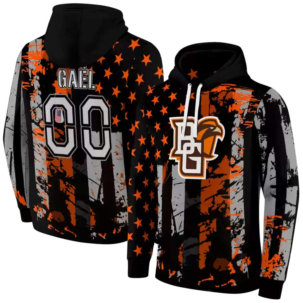 customized bowling green falcons distressed flag orange black hoodie fashion forward customized bowling green falcons distressed flag orange black hoodie fashion forward