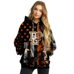 customized bowling green falcons distressed flag orange black hoodie best selling