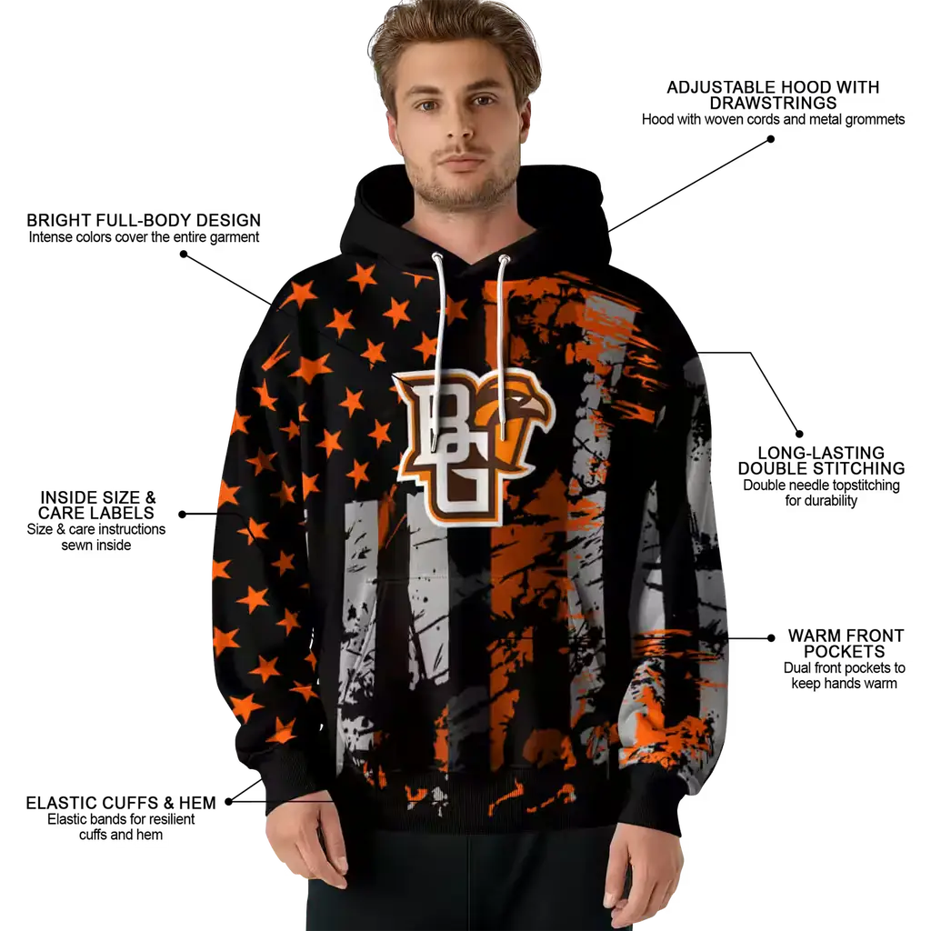 customized bowling green falcons distressed flag orange black hoodie latest model customized bowling green falcons distressed flag orange black hoodie latest model