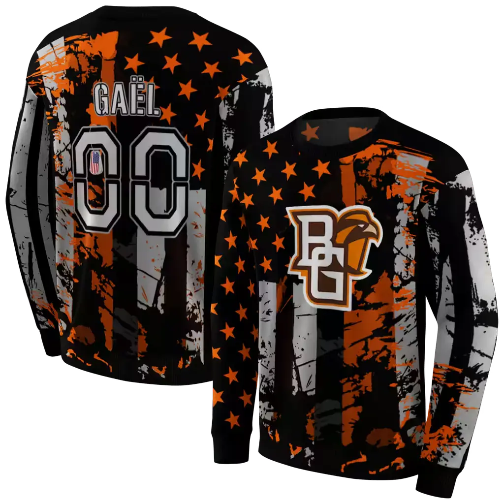 customized bowling green falcons distressed flag orange black hoodie premium grade customized bowling green falcons distressed flag orange black hoodie premium grade