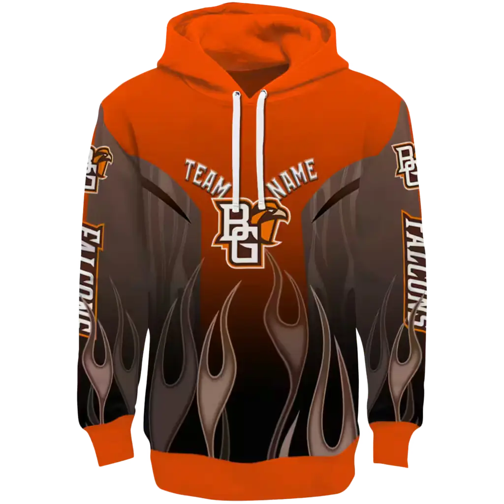 customized bowling green falcons flame design orange hoodie best selling customized bowling green falcons flame design orange hoodie best selling