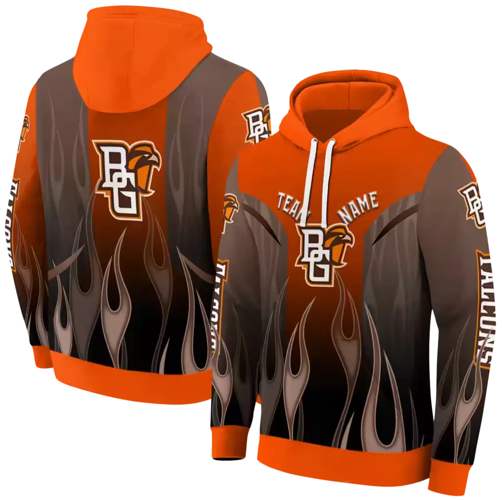 customized bowling green falcons flame design orange hoodie fashion forward customized bowling green falcons flame design orange hoodie fashion forward