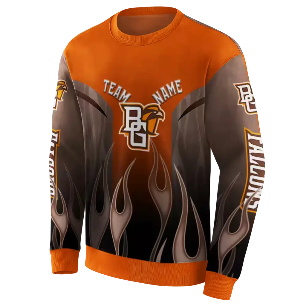 customized bowling green falcons flame design orange hoodie new arrival customized bowling green falcons flame design orange hoodie new arrival