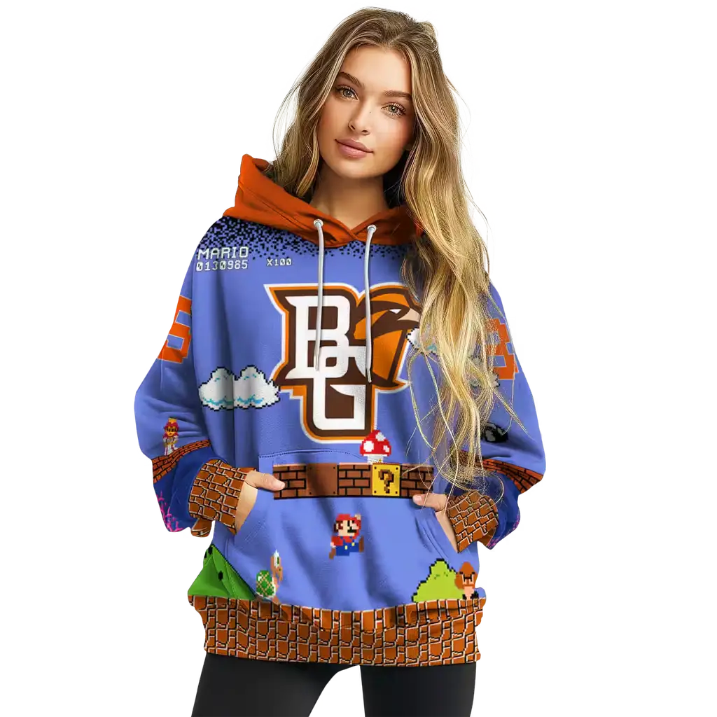 customized bowling green falcons mario blue black hoodie high quality customized bowling green falcons mario blue black hoodie high quality
