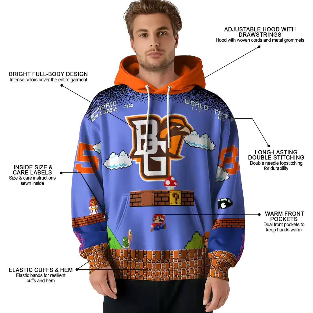 customized bowling green falcons mario blue black hoodie latest model customized bowling green falcons mario blue black hoodie latest model