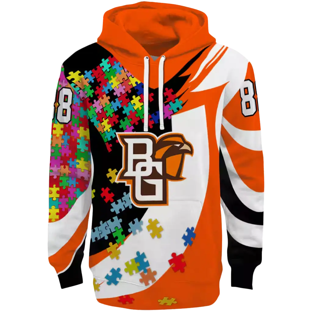 customized bowling green falcons puzzle pieces orange hoodie best selling customized bowling green falcons puzzle pieces orange hoodie best selling