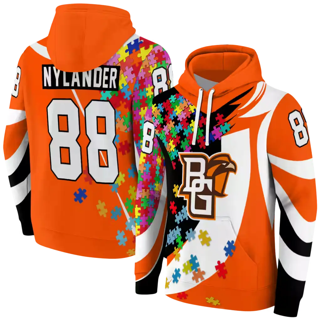 customized bowling green falcons puzzle pieces orange hoodie fashion forward customized bowling green falcons puzzle pieces orange hoodie fashion forward