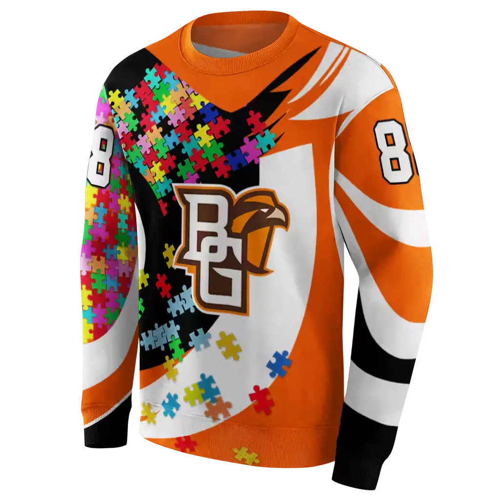 customized bowling green falcons puzzle pieces orange hoodie new arrival customized bowling green falcons puzzle pieces orange hoodie new arrival