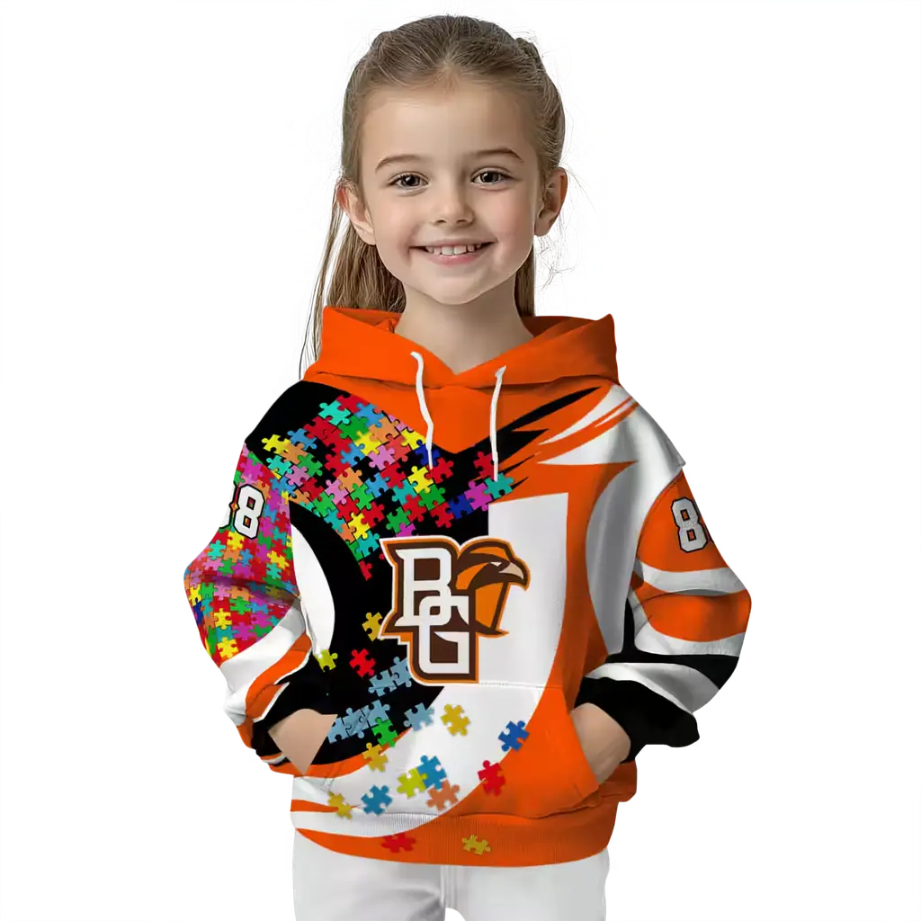 customized bowling green falcons puzzle pieces orange hoodie top rated customized bowling green falcons puzzle pieces orange hoodie top rated