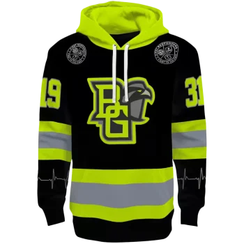 customized bowling green falcons safety motif black neon green hoodie best selling