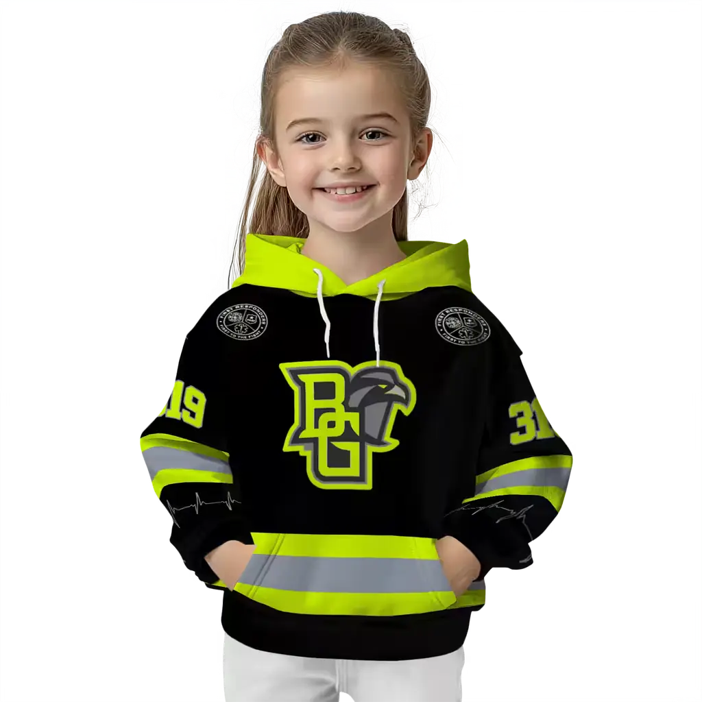 customized bowling green falcons safety motif black neon green hoodie top rated customized bowling green falcons safety motif black neon green hoodie top rated